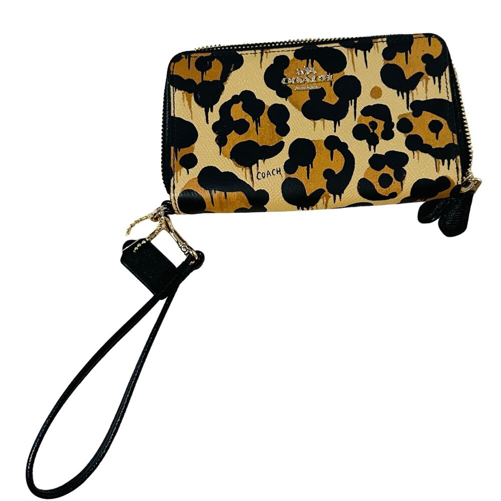 Coach - Double Zip Phone Wallet In Wild Beast Print Leather -NWT - Picture 2 of 10